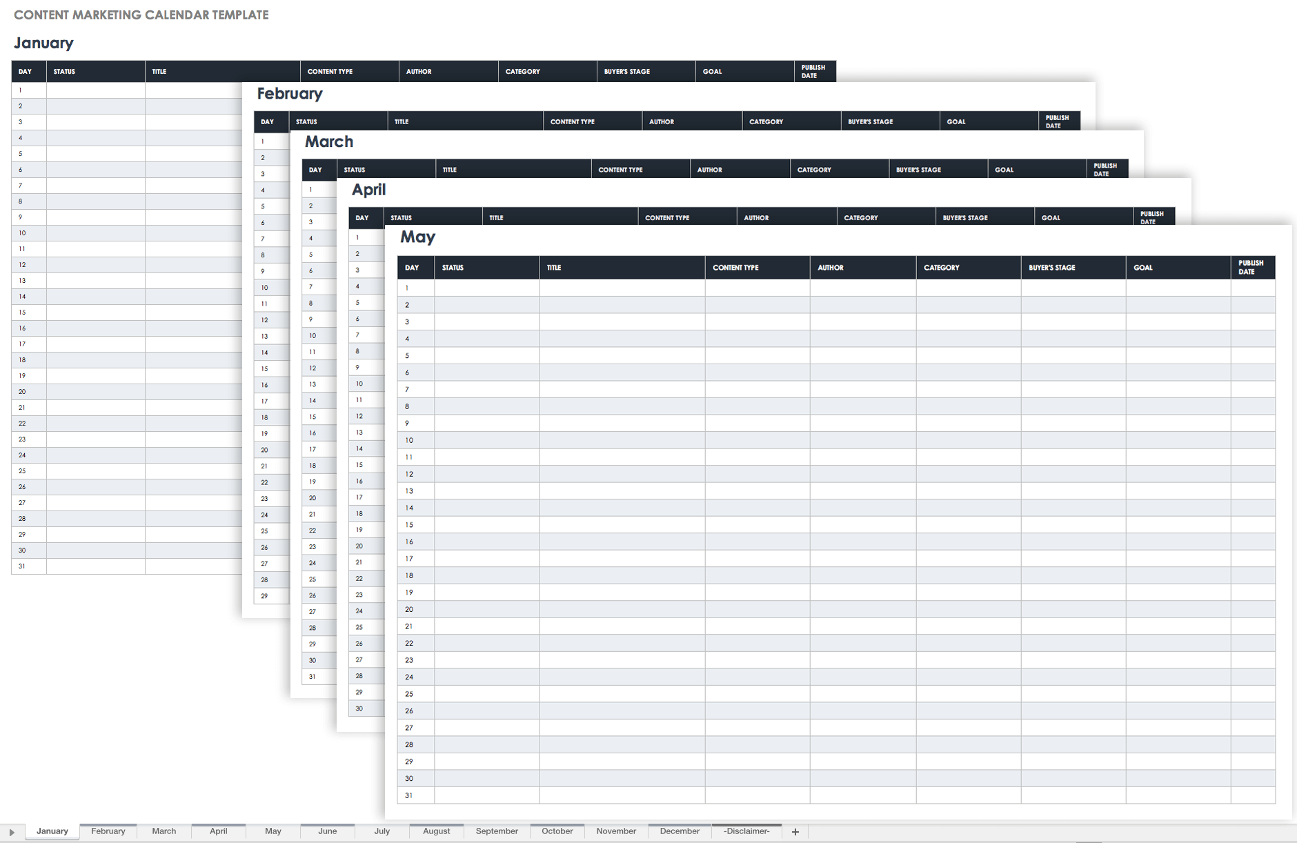 Content Marketing Calendar Template