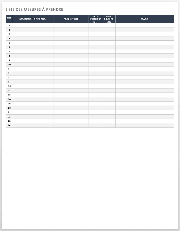 Action Item List Template 17392 - FR