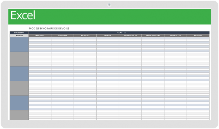 Horaire des devoirs