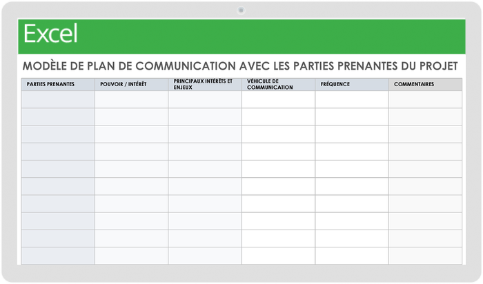 Plan de communication des parties prenantes du projet