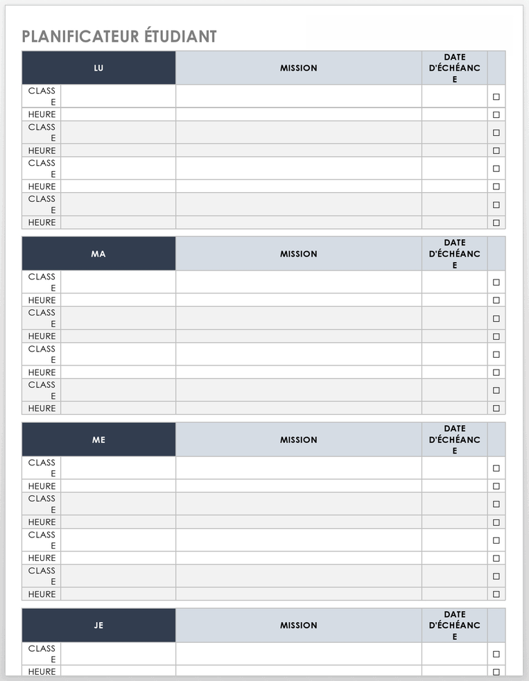 Student Planner - FR