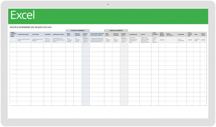 Modèle de registre des risques fiscaux